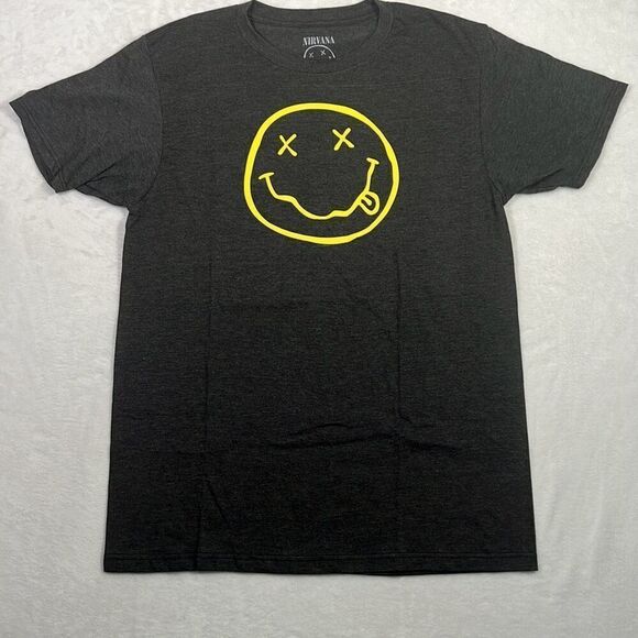 Nirvana smiley face double sided graphic print band concert T-shirt NWOT Men Med - Picture 1 of 5